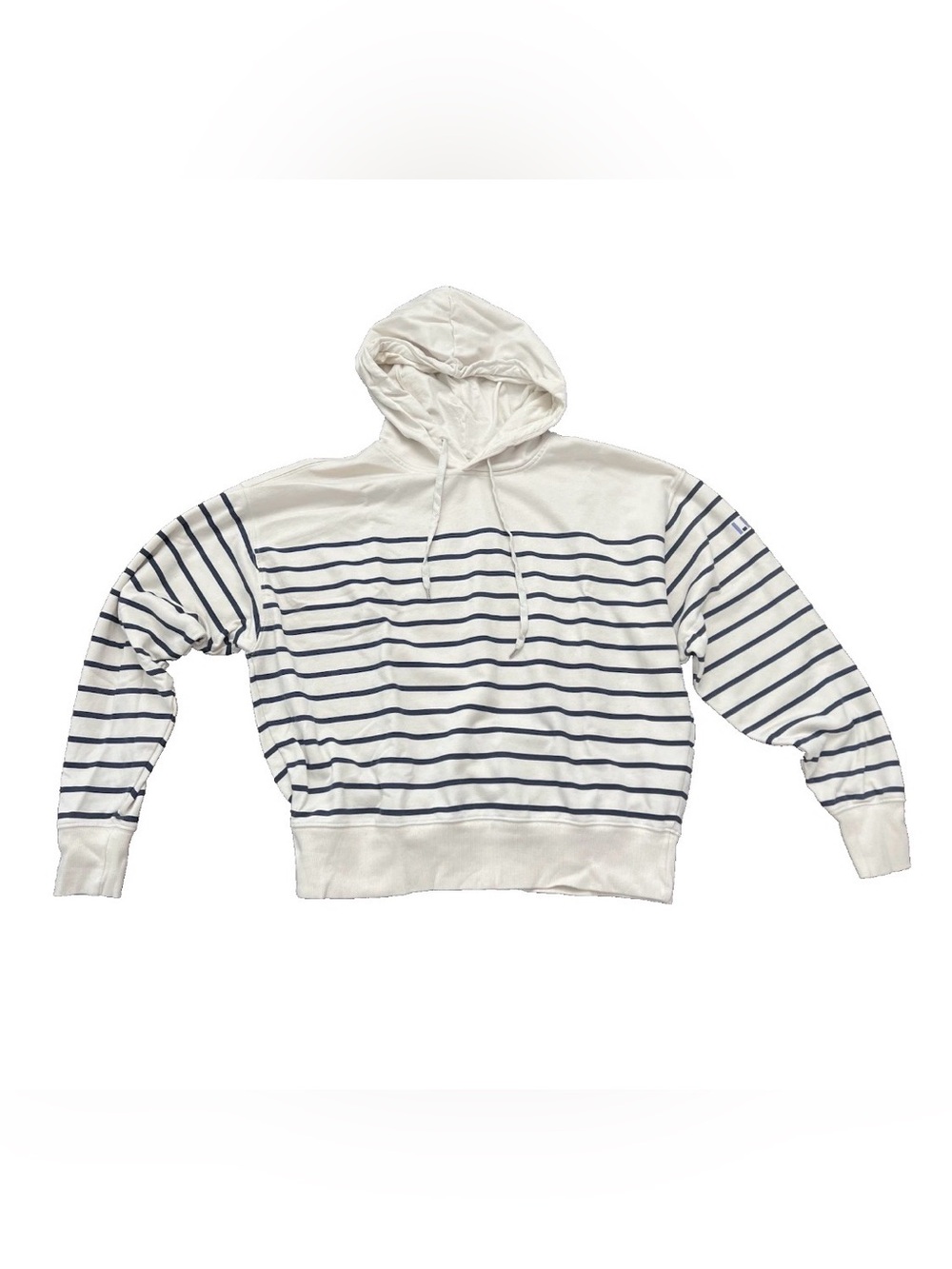 Lauren Ralph Lauren Pullover Hoodie Womens Size M Blue Ivory Striped 100% Cotton